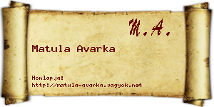 Matula Avarka névjegykártya